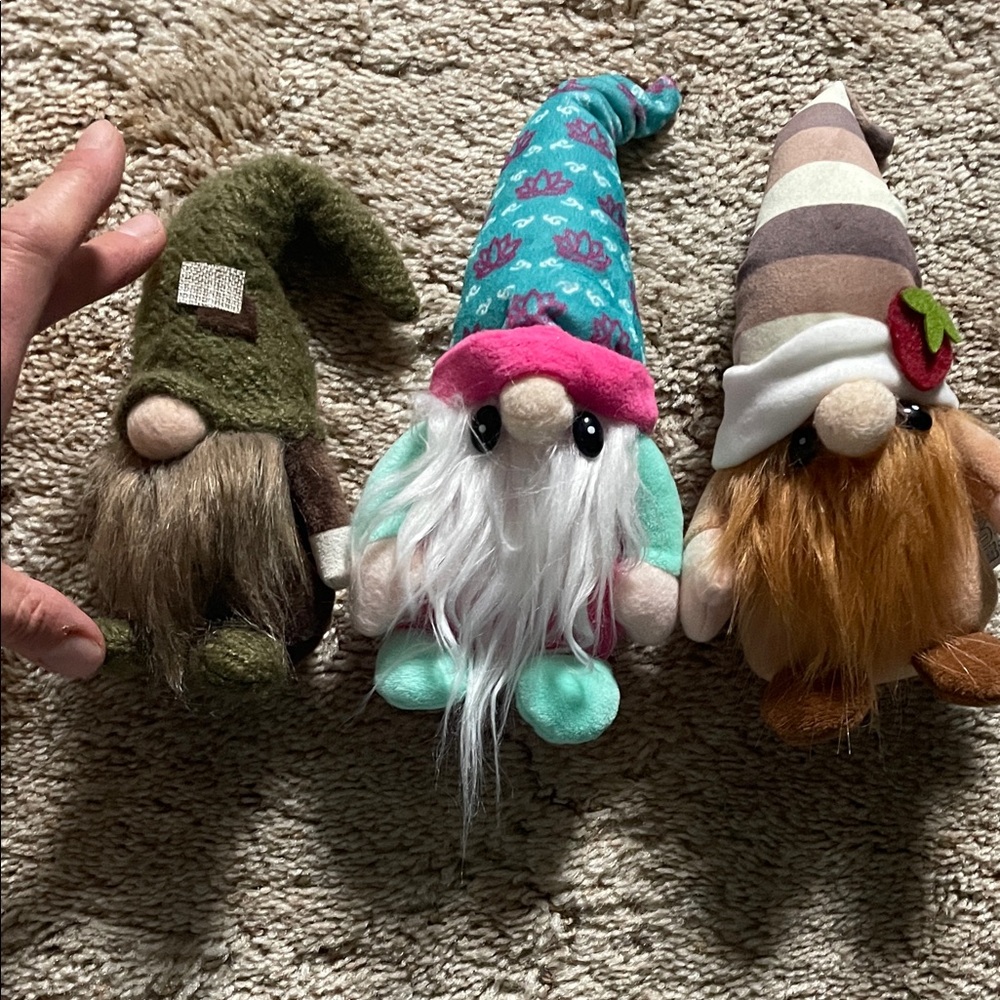 Whimsical Gnome Plush Set - Green, Pink, Brown